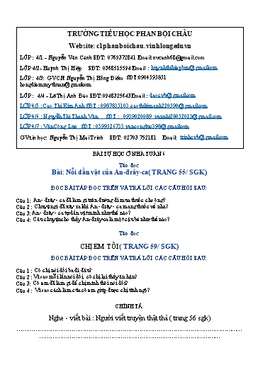 Nội dung tự học các môn Lớp 4 - Tuần 6 (Có đáp án) - Năm học 2021-2022 - Trường Tiểu học Phan Bội Châu
