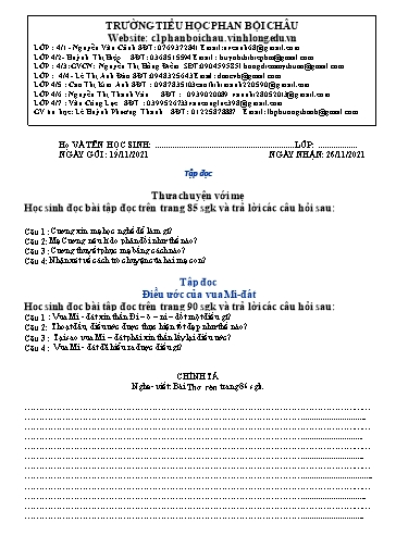 Nội dung tự học các môn Lớp 4 - Tuần 9 (Có đáp án) - Năm học 2021-2022 - Trường Tiểu học Phan Bội Châu