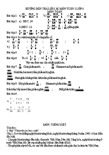 Nội dung tự học các môn Lớp 5 - Tuần 1 (Có đáp án) - Năm học 2021-2022 - Trường Tiểu học Phan Bội Châu