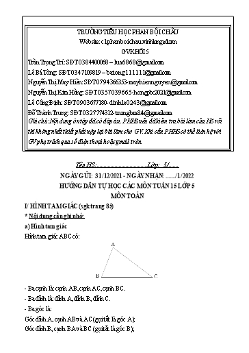Nội dung tự học các môn Lớp 5 - Tuần 15 (Có đáp án) - Năm học 2021-2022 - Trường Tiểu học Phan Bội Châu