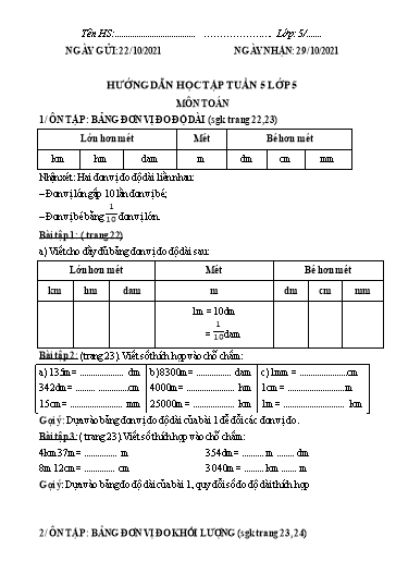 Nội dung tự học các môn Lớp 5 - Tuần 5 (Có đáp án) - Năm học 2021-2022 - Trường Tiểu học Phan Bội Châu
