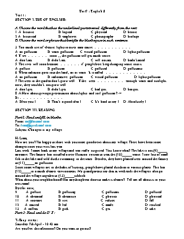 Ôn tập môn Tiếng Anh Lớp 8 - Unit 7