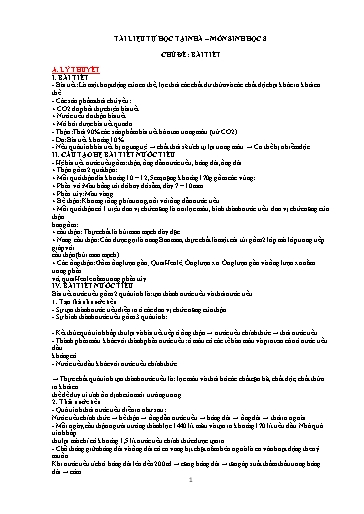 Tài liệu tự học tại nhà môn Sinh học Lớp 8 - Chủ đề: Bài tiết + Da