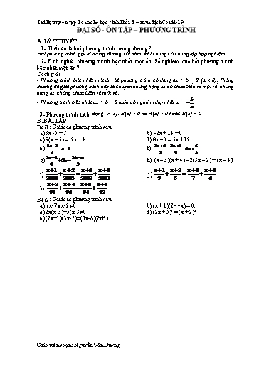 Tài liệu tự ôn tập khi nghỉ dịch COVID môn Toán học Lớp 8 - Nguyễn Văn Dương